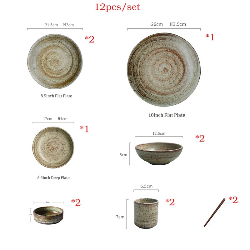 Japanese Stoneware Dinner Set, Handmade Ceramic Ramble &amp; Roam