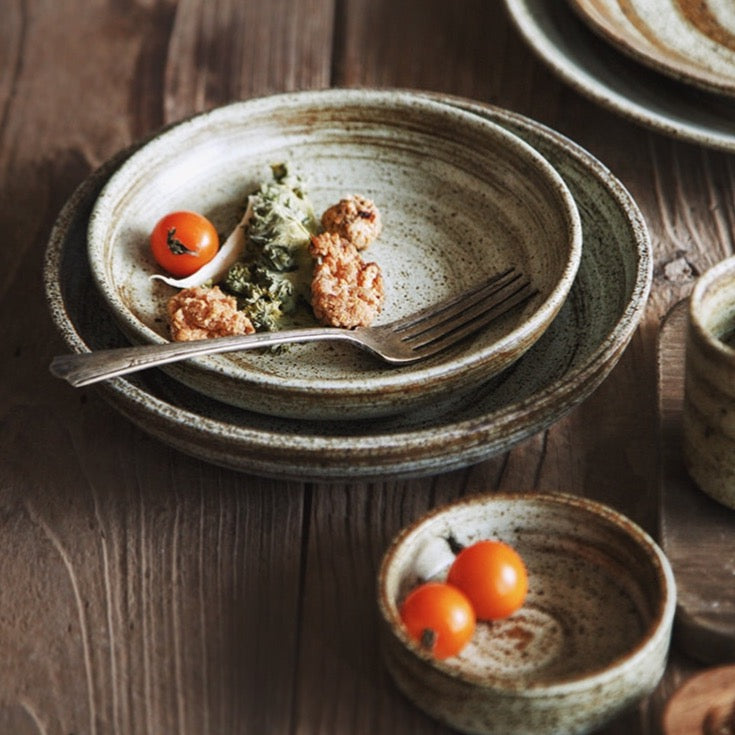 Japanese Stoneware Dinner Set, Handmade Ceramic Ramble &amp; Roam