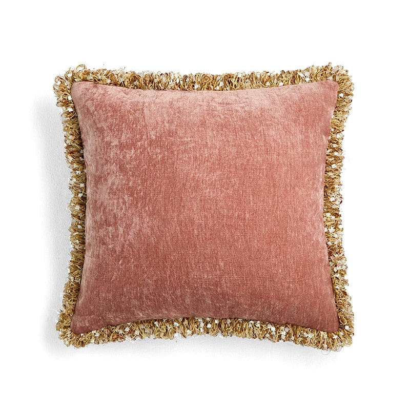 Lotus Pink With Vintage Tassels Velvet Throw Pillows Ramble &amp; Roam