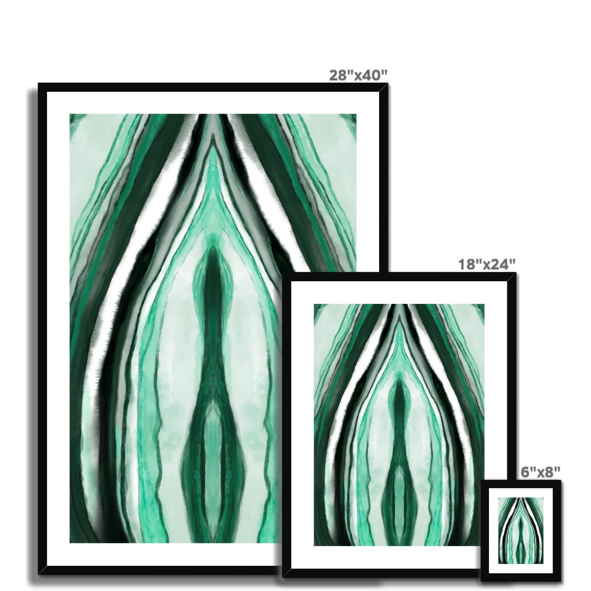 Malachite watercolor Framed &amp; Mounted Print Ramble &amp; Roam