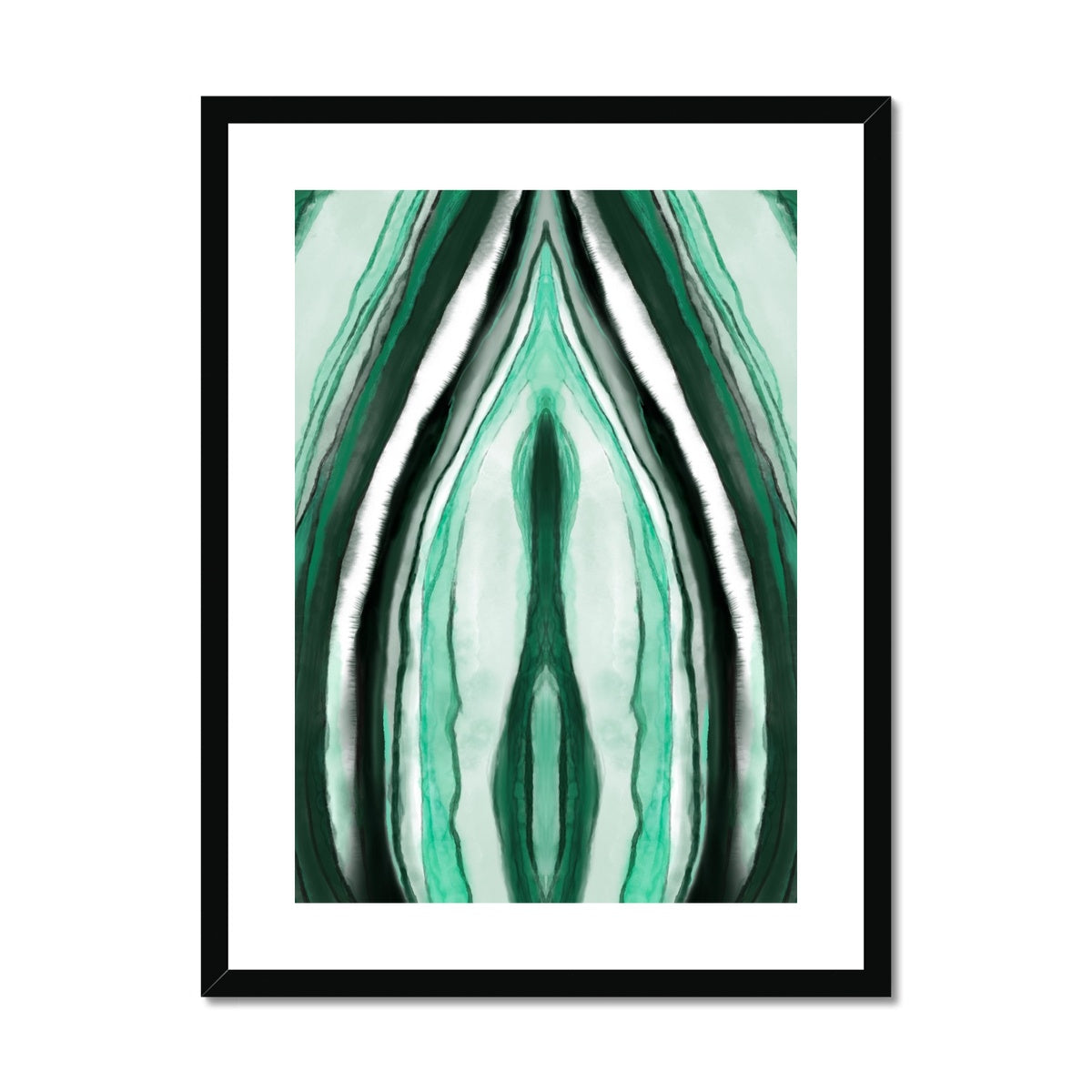 Malachite watercolor Framed &amp; Mounted Print Ramble &amp; Roam