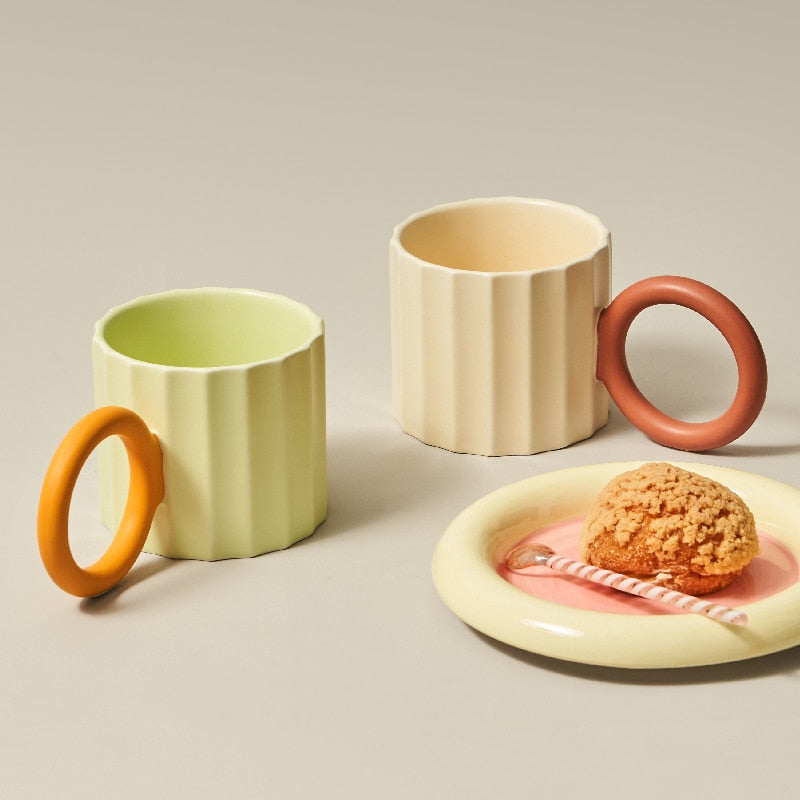 Modern Japanese Style Round Handle Coffee Mug