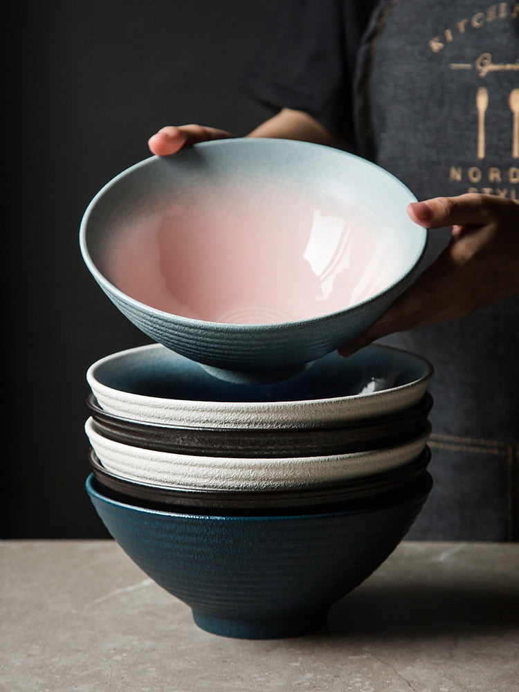 Ceramics Soup Bowl - 9-inch Large Bowls Ramen Noodle Restaurant