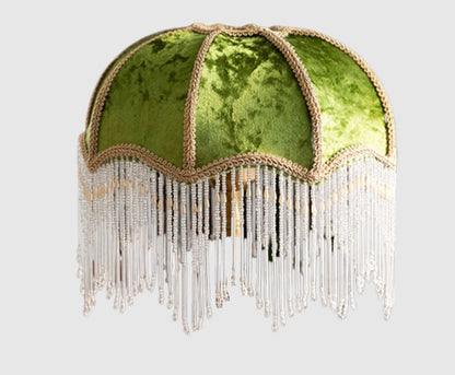 Retro Green/Pink Velvet Tasseling Lampshade Ramble &amp; Roam