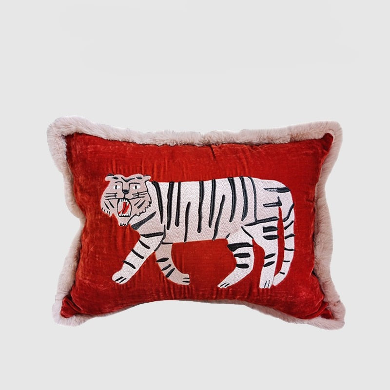 Silly Tiger Velvet Pillow