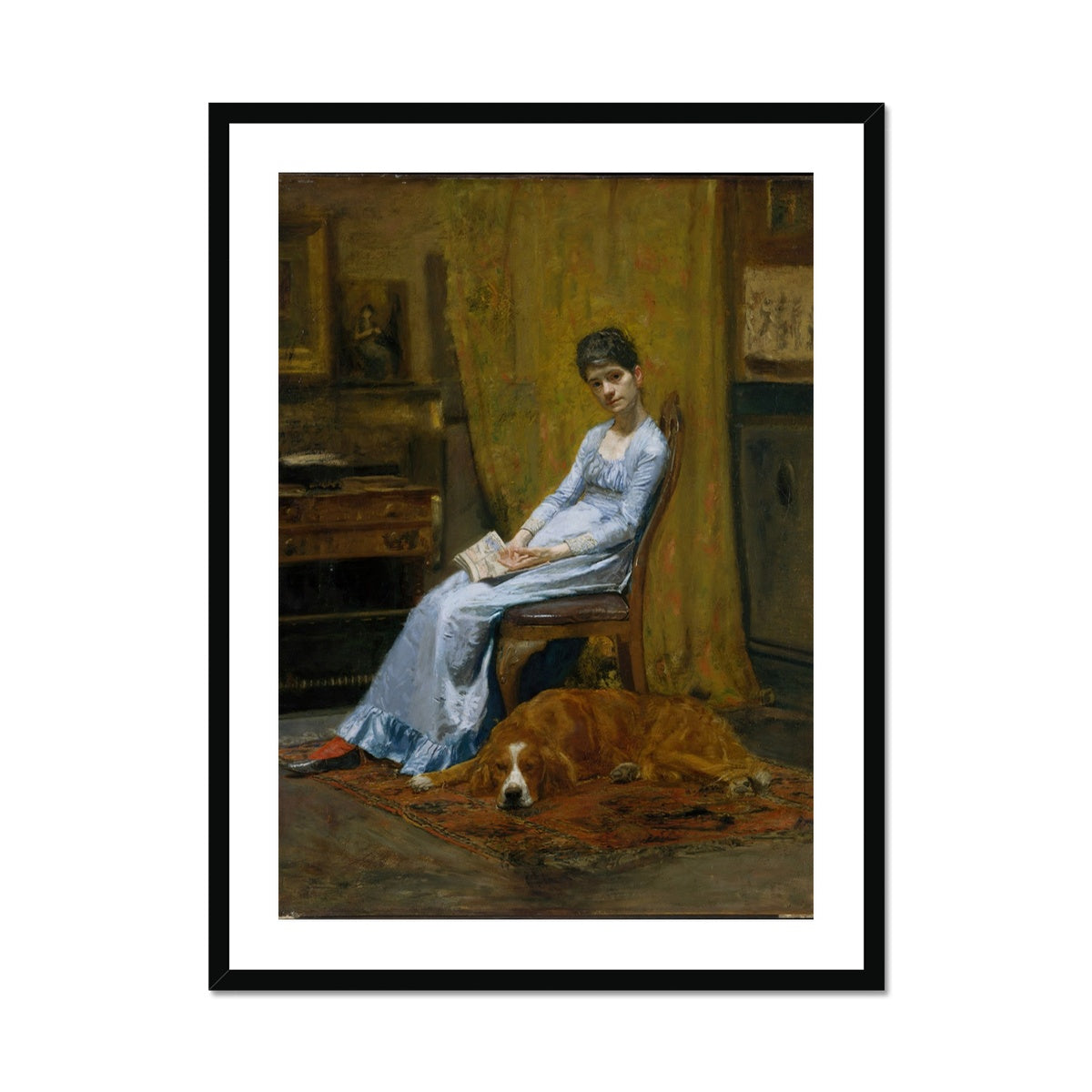 The Artist's Wife and His Setter Dog, Thomas Eakins, 1849, Framed & Mounted Print Ramble & Roam