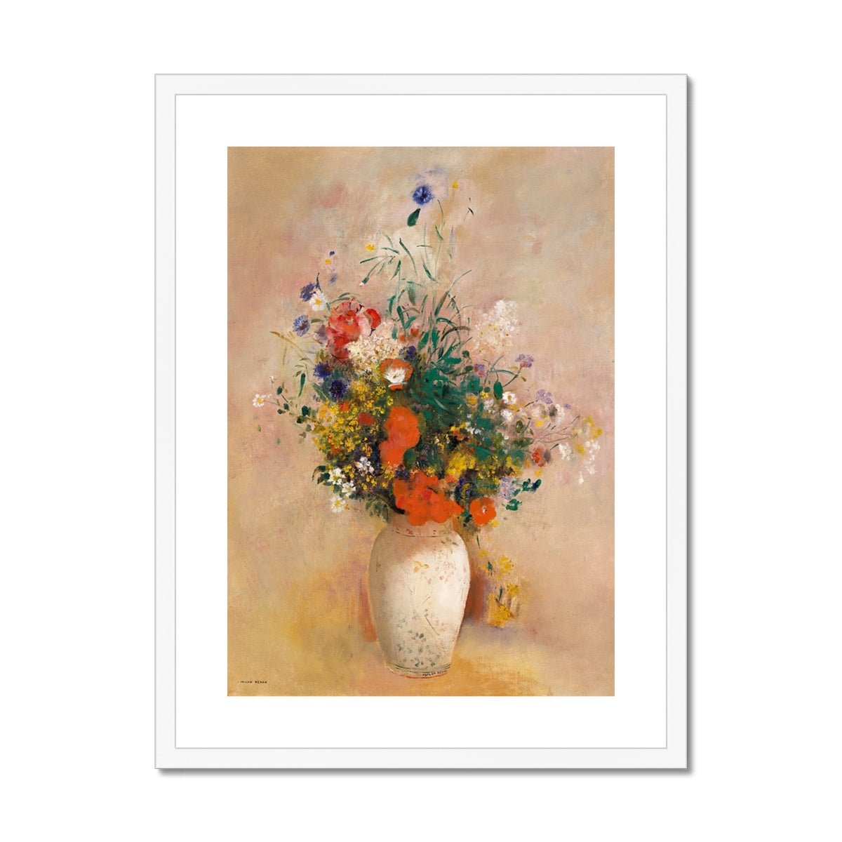 Vase of Flowers, Pink background, Odilon Redon, 1906 Framed & Mounted Print Ramble & Roam