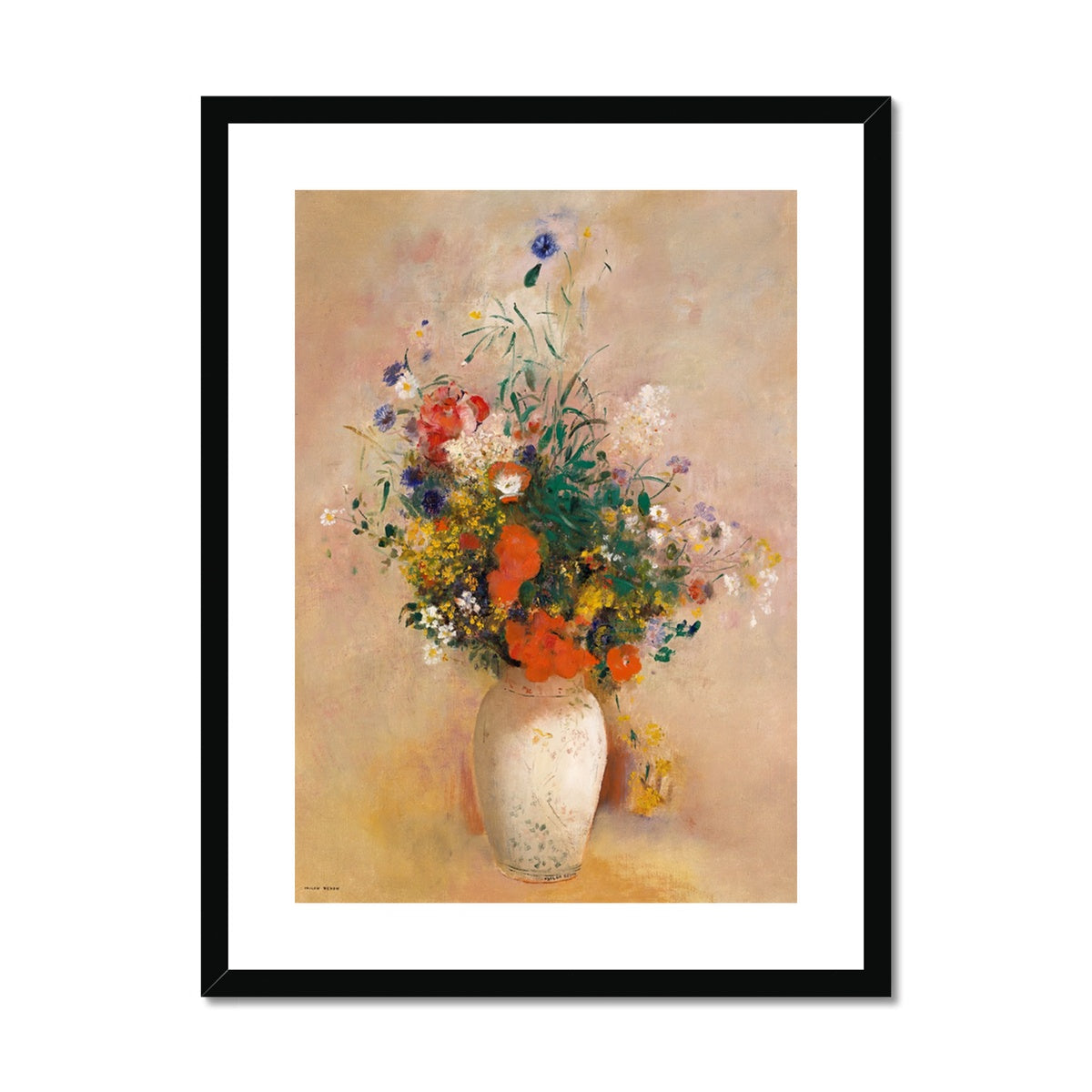 Vase of Flowers, Pink background, Odilon Redon, 1906 Framed & Mounted Print Ramble & Roam