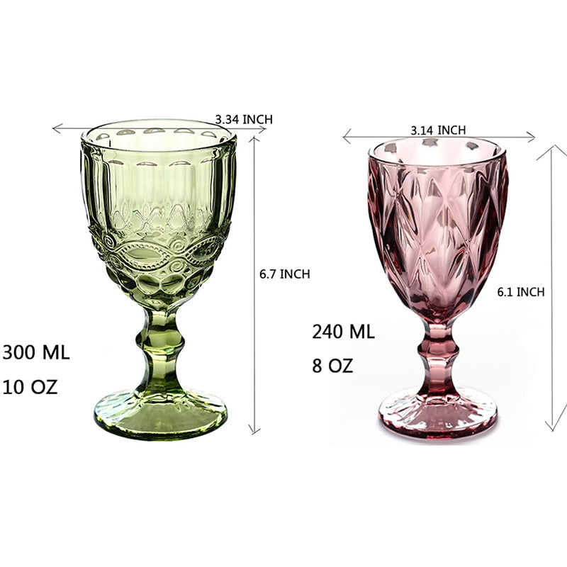 Vintage Relief Wine Glasses, 8oz-10oz Ramble & Roam