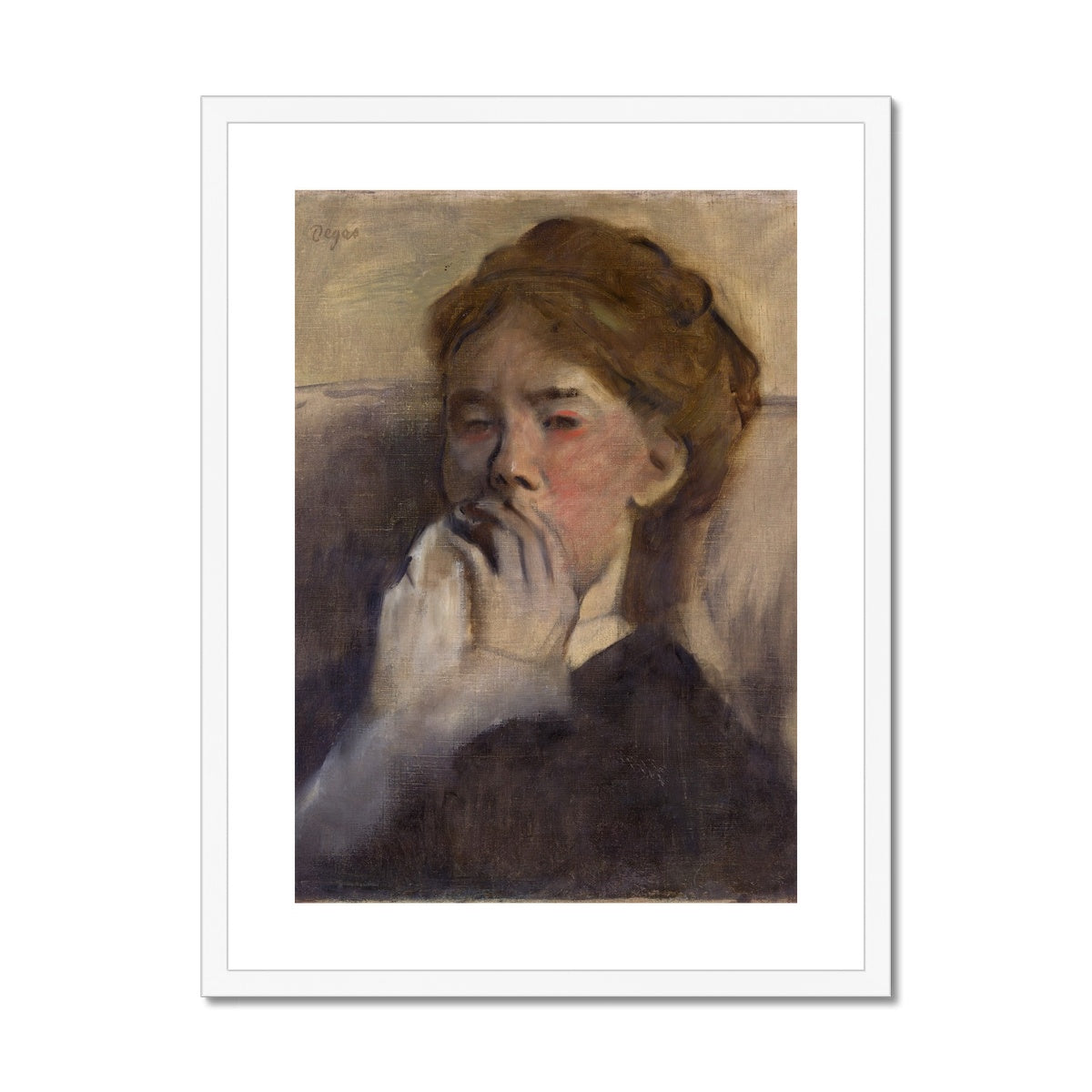 Young Woman With Hand Over Her Mouth, Edgar Degas, 1875 Framed & Mounted Print Ramble & Roam